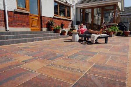 Historic Heather, Tegula Setts Golden & Step Risers Charcoal