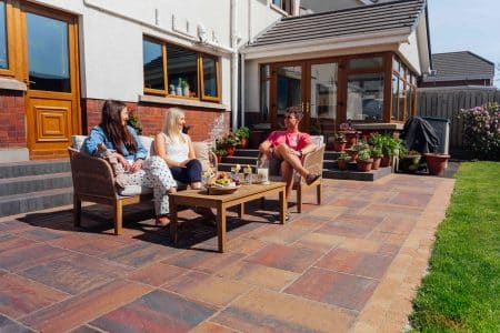 Historic Heather, Tegula Setts Golden & Step Risers Charcoal