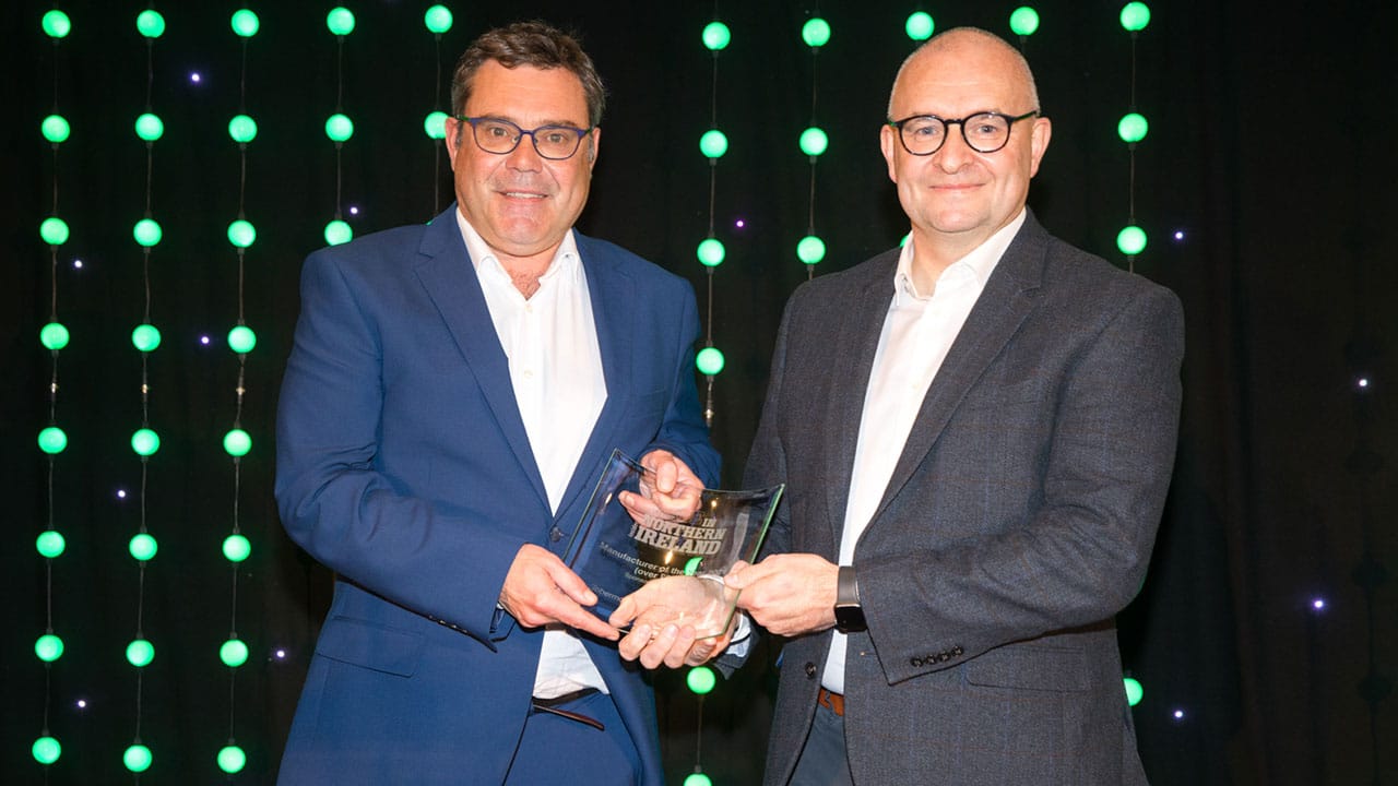 Glenn Robinson accepting Made in NI award 2021