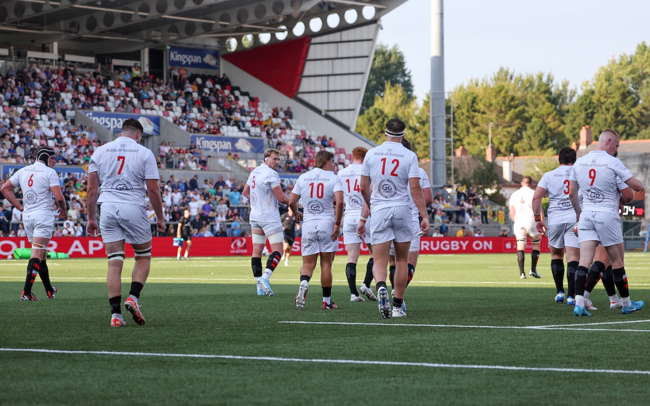 Ulster Rugby players wearing Tobermore sponsored kit